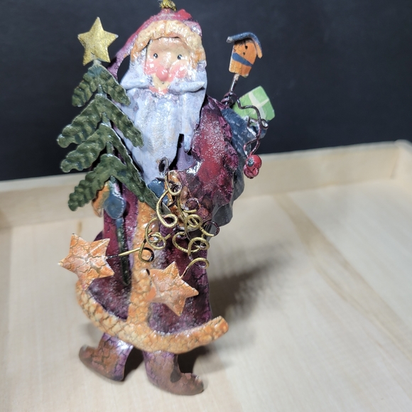 Set of 2 Santa Claus Metal Christmas Ornaments, Jumping Santa and Standing Santa - Picture 8 of 11